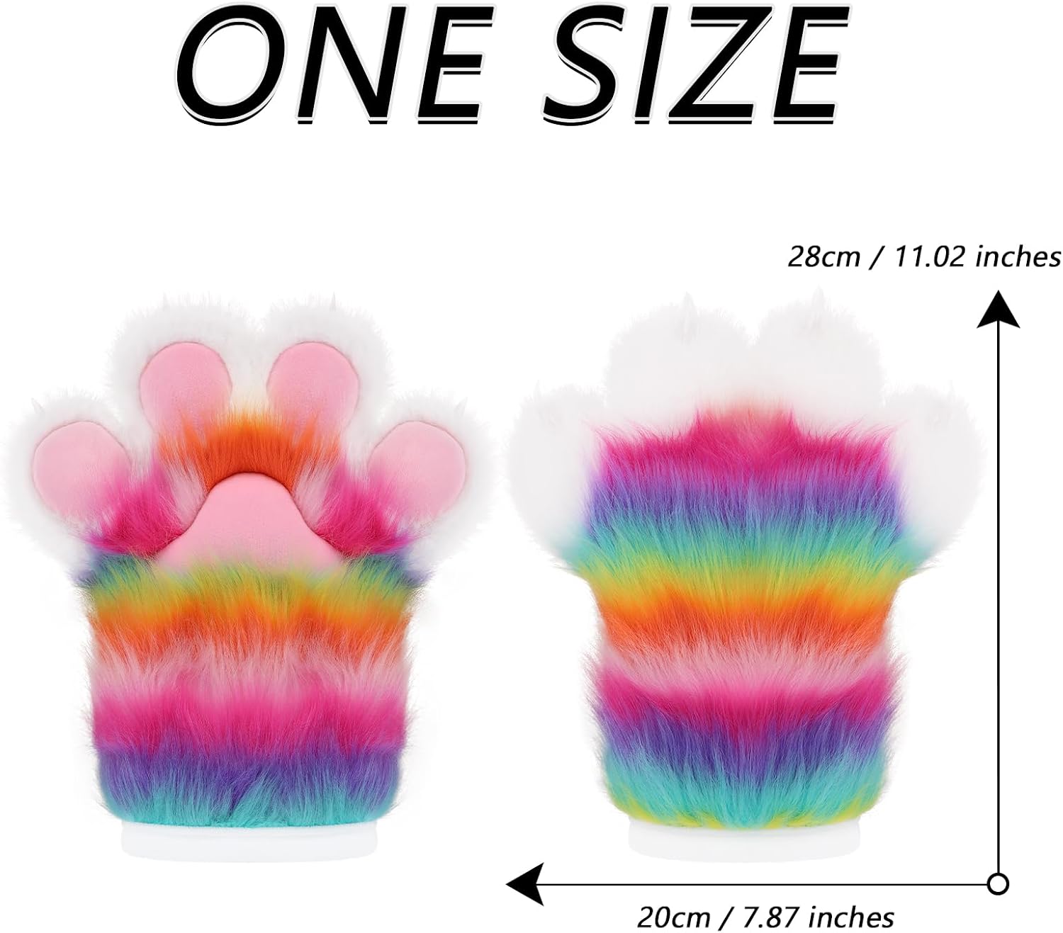 HAOAN Furry Faux Fur Fox Cat Paws Gloves Animal Fursuit Mittens Halloween Christmas Cosplay Costume Props