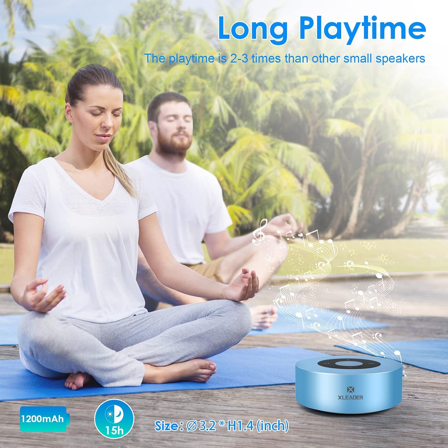 XLEADER [Smart Touch] Wireless Speaker, SoundAngel A8 (3rd Gen) 5W Small Portable Bluetooth Speaker with Travel Waterproof Case 15H Playtime Mic TF Card Aux for Outdoot Beach Hiking Camping Sky Blue