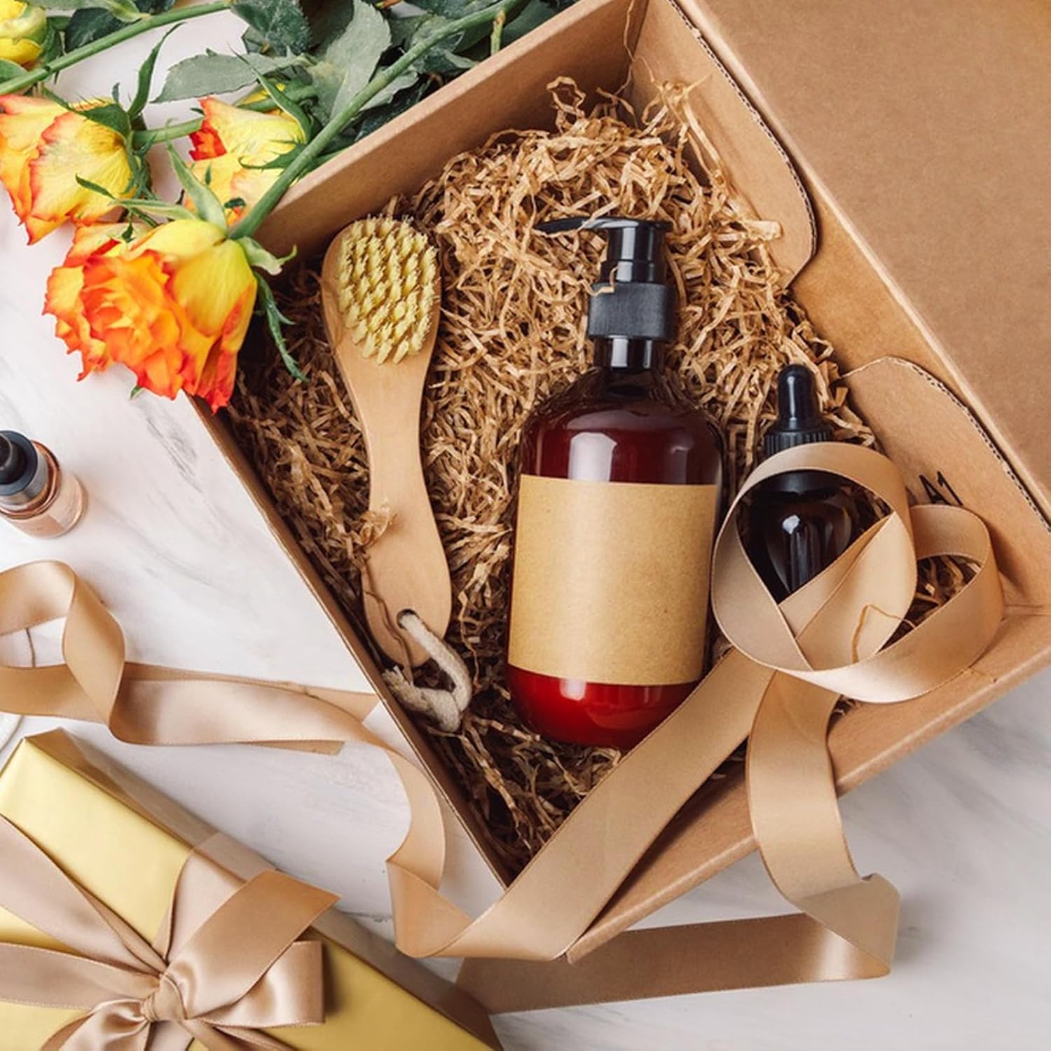 RowinsyDD 3LB Kraft Crinkle Paper Filler, Brown Cut Shredded Paper for Gift Baskets Packaging Wrapping Cushion Stuffing Box Filler for Easter Christmas Wedding Birthday Bridesmaid