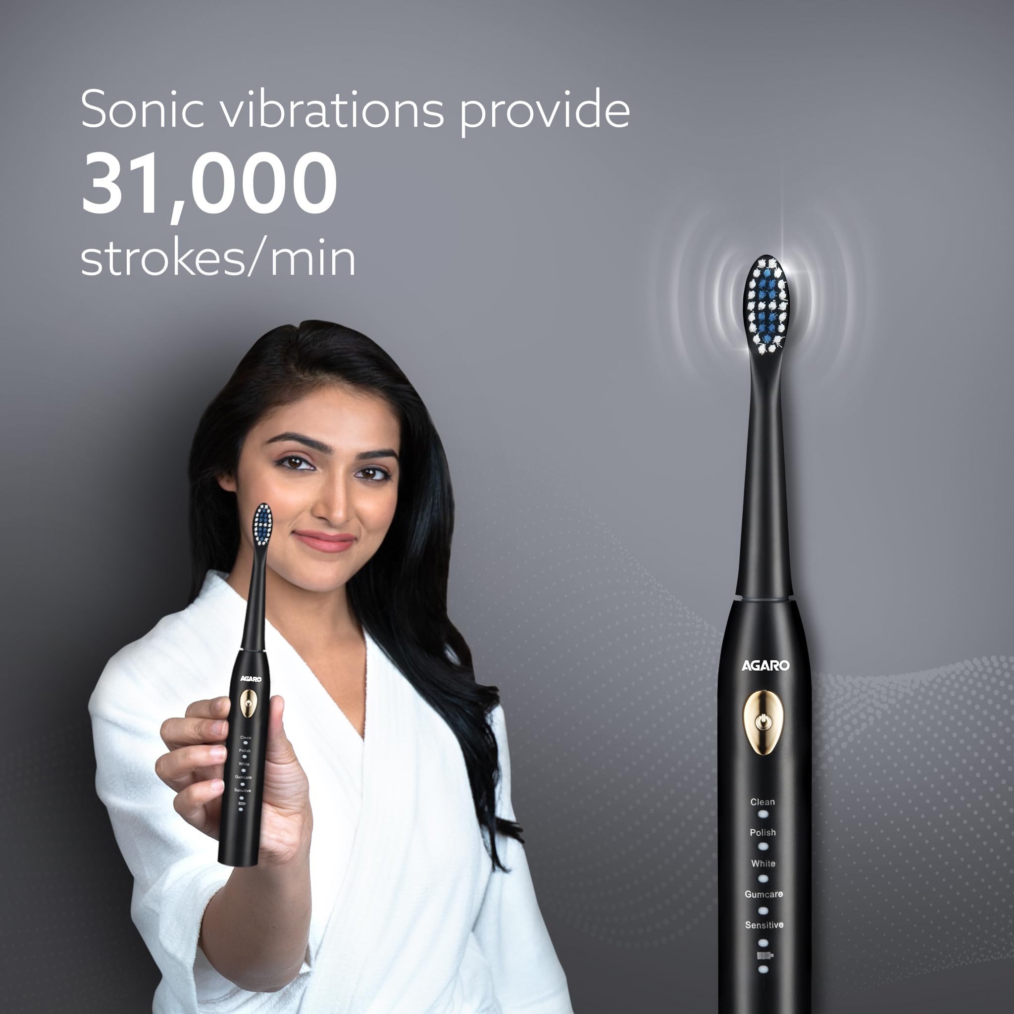 AGARO Sonic Toothbrush - 5 Modes, Long Battery -2