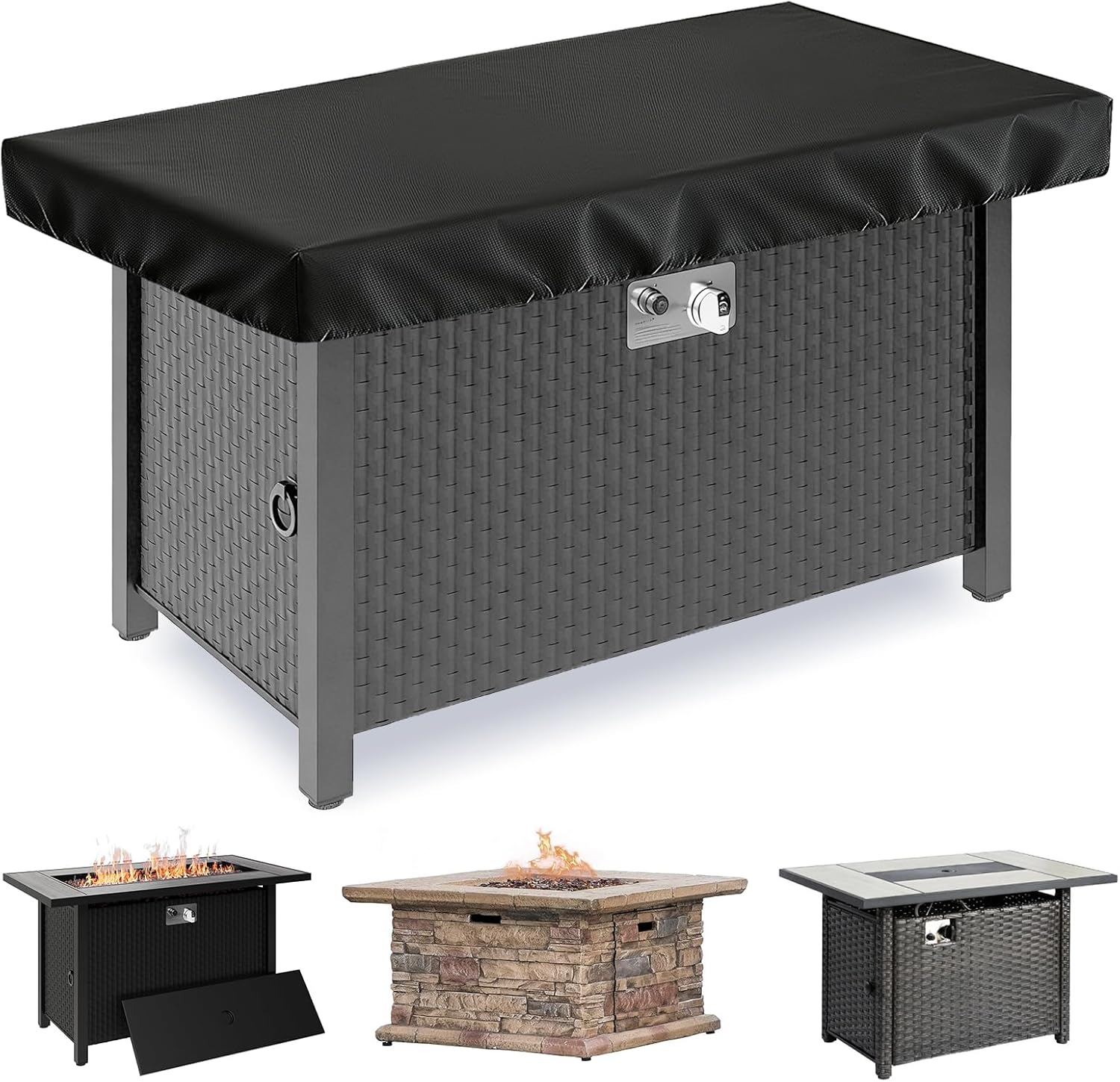 Outdoor Fire Pit Cover Square, Waterproof Fire Pit Cover for 32"-36" Square Fire Pit Tables, Industrial-Grade 3-Layer Structure 600D Fabric,UV Proof & Tear-Resistant Outdoor Firepit Cover