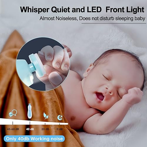 Miniatura 4 de Cortador de uñas eléctrico para bebés, de bajo ruido, seguro para recién nacidos, con 6 cabezales de molienda ligeros y reemplazables, esmalte de