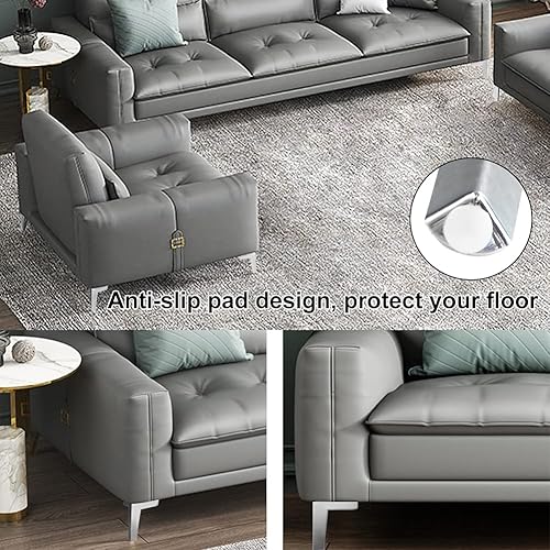 Miniatura 2 de GOSCHE Juego de 4 patas de metal para muebles de 4 pulgadas, patas de sofá plateadas pulidas cromadas, patas triangulares de repuesto de estilo