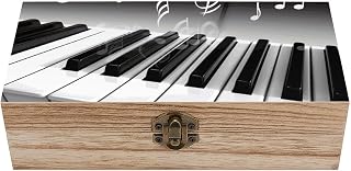 Piano Music Symbol Wooden Storage Box Jewelry Memory Boxes Vintage Keepsake Box With Hinged Lid Christmas Gift Boxes Small Home Decoration For Photos Crafts