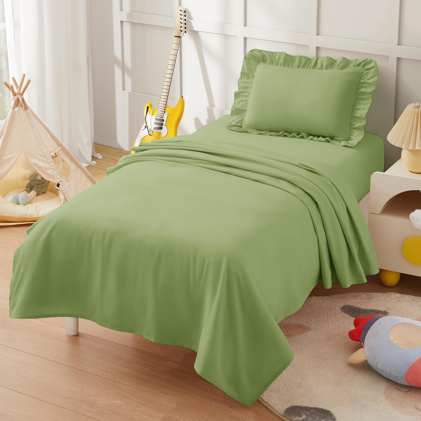 KKJIAF 3 Piece Sage Green Toddler Sheet Set