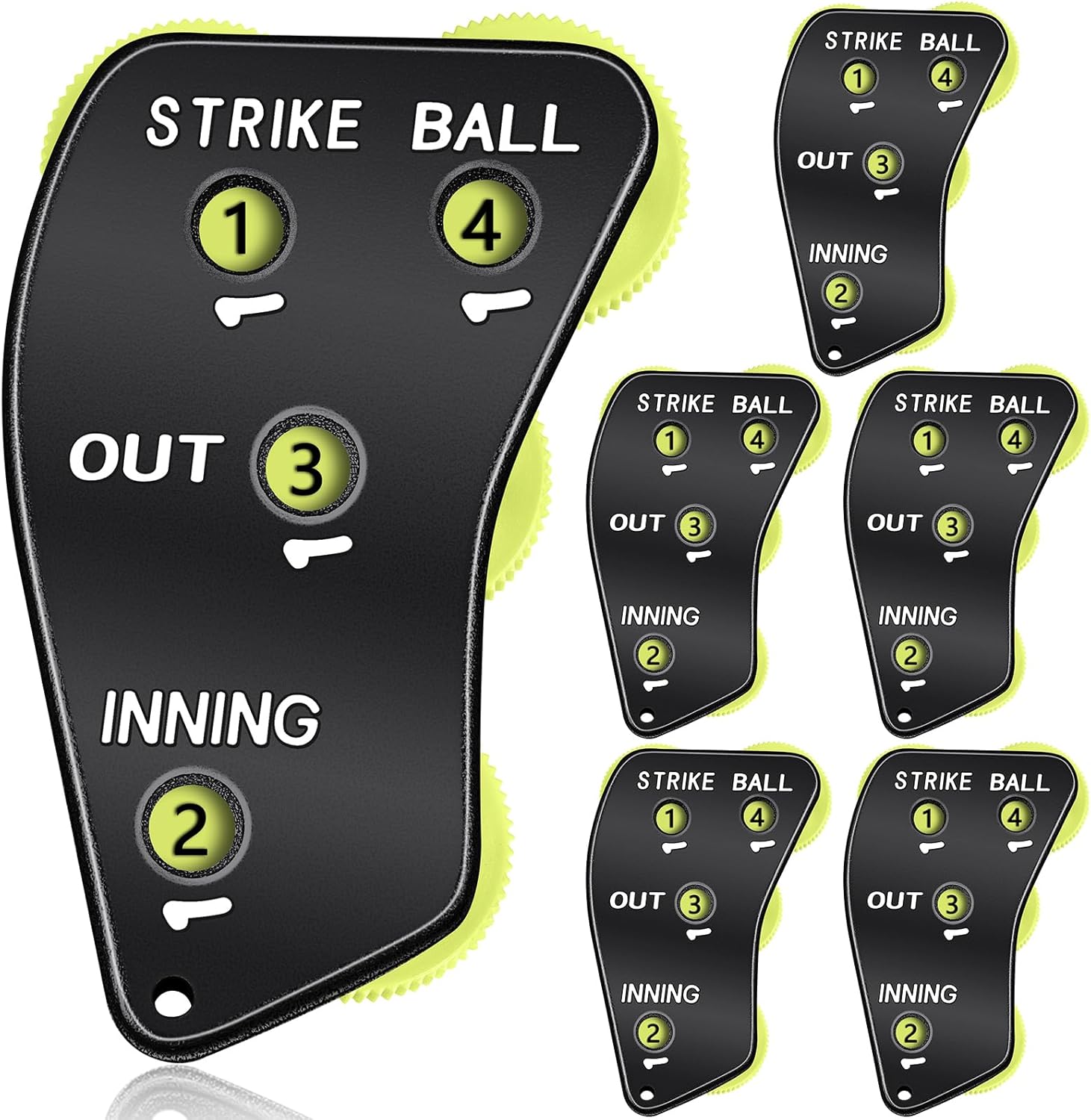 Lenwen 4 Wheel Baseball Umpire Clicker Indicator Gear Practical Baseball Counter Clicker for Scorekeeper Recording Outs and Innings Balls