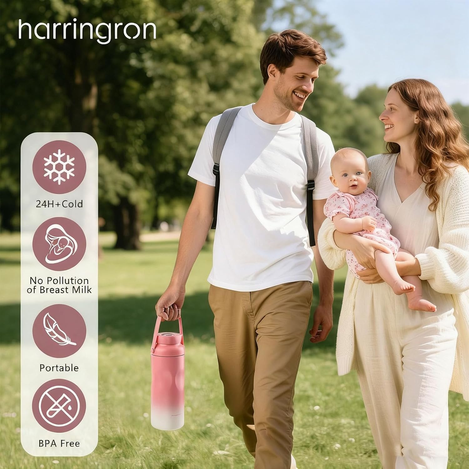 Portable Bottle Cooler for Breastmilk Travel 2 Pack Breastmilk Cooler Reusable 22oz Portable Chiller with 24 Hours BPA Free - Image 2