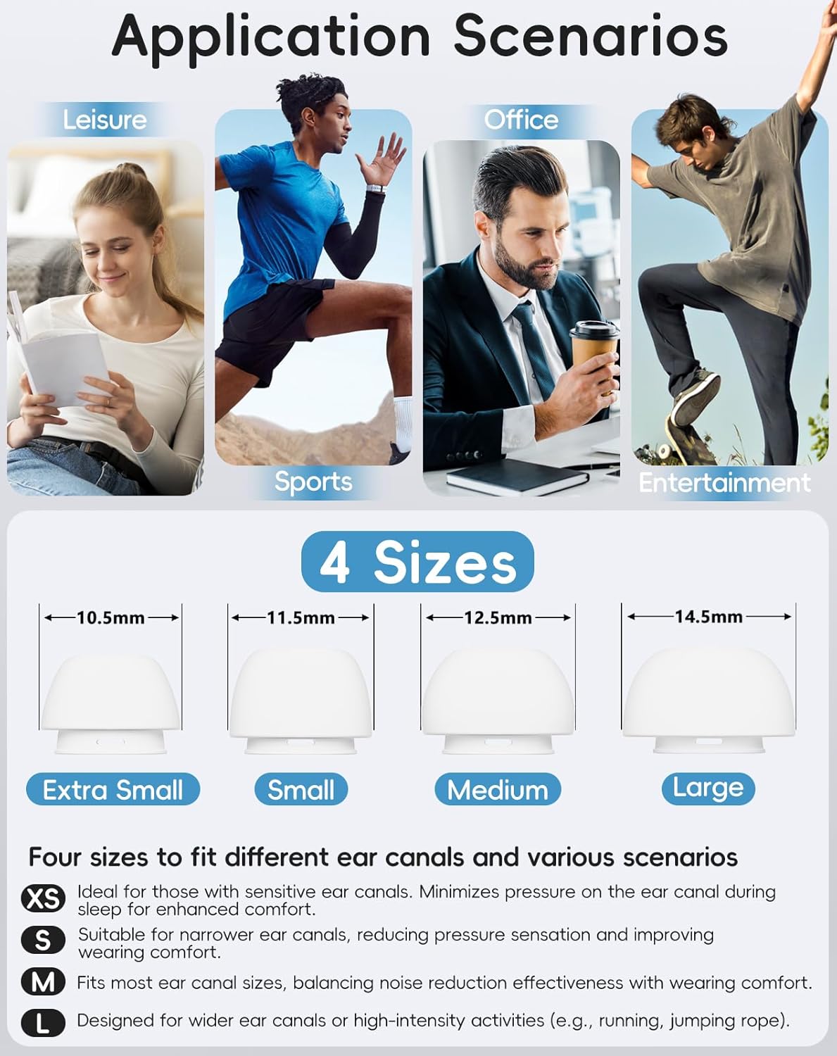 [4 Pairs] Replacement Ear Tips for Airpods Pro 1st /2nd (2019/2022/2023) with Noise Reduction Hole,Built-in dust Guard Screen Silicone Ear Tips - 4 Sizes(XS/S/M/L),White thumbnail