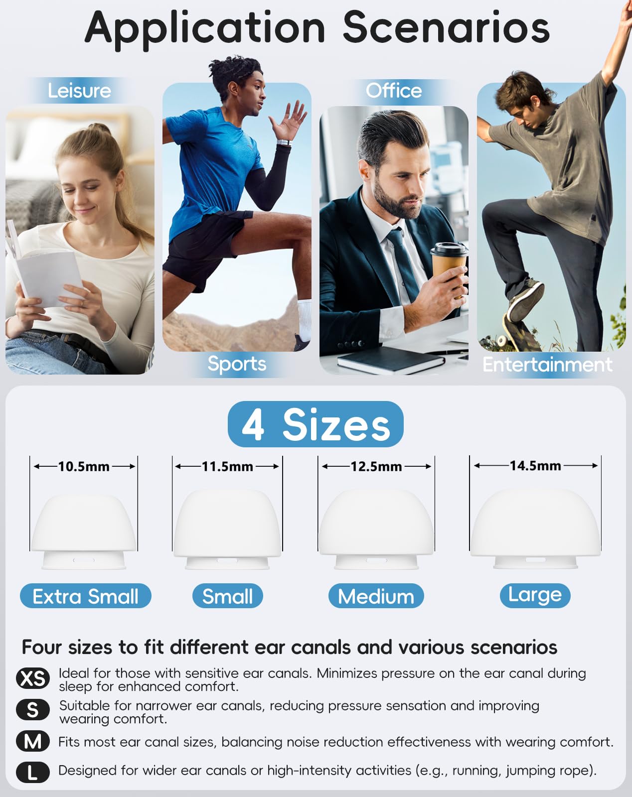 Lot de 4 embouts de Rechange Silicone pour Airpods Pro 2ème et 1ère génération, avec Trou de réduction du Bruit - Blanc (XS/S/M/L)