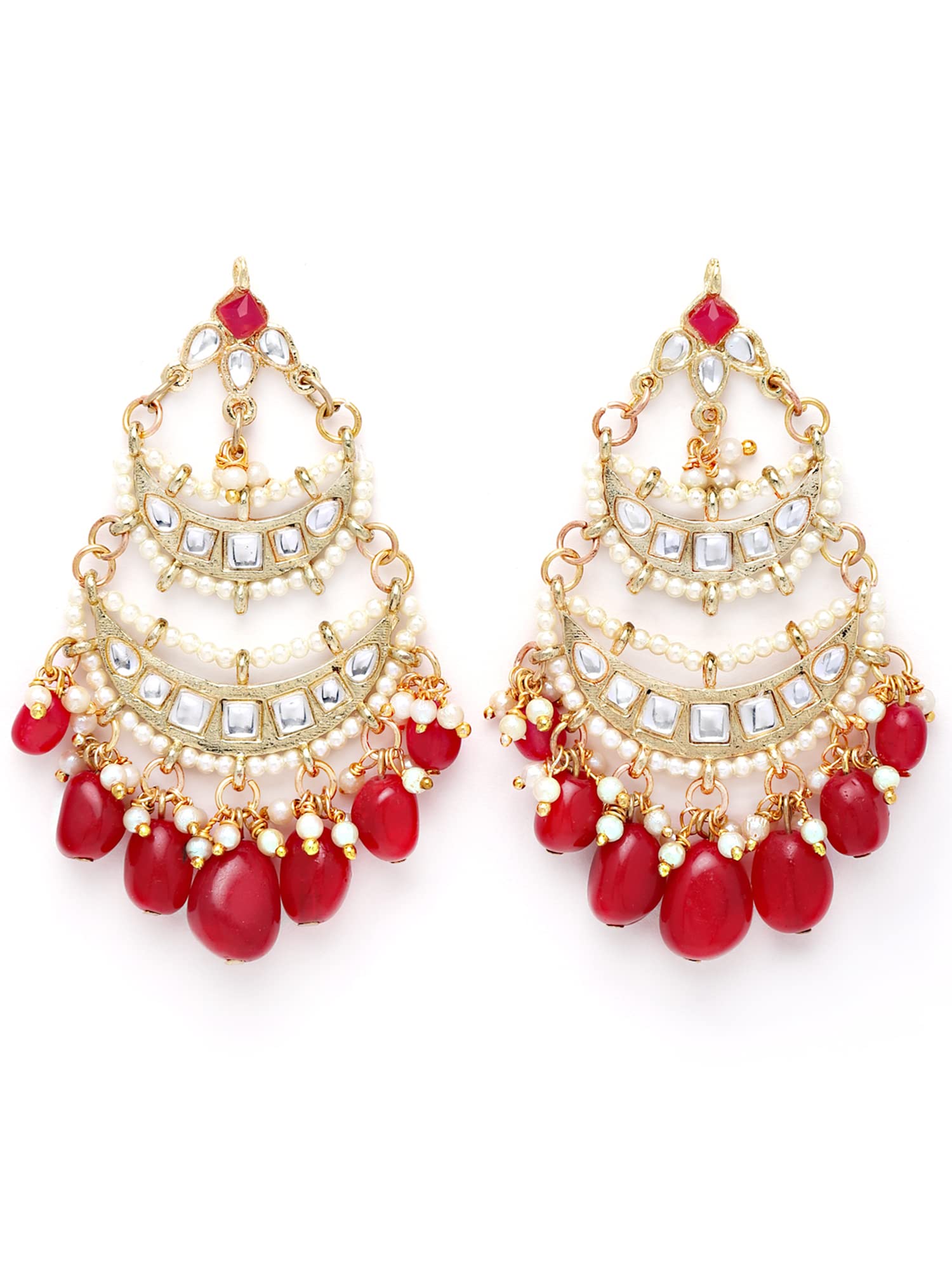 Karatcart Gold Plated Red Tumble Kundan Chandbali Earrings for Women (B0B5ZJP4D1) Amazon Price History, Amazon Price Tracker