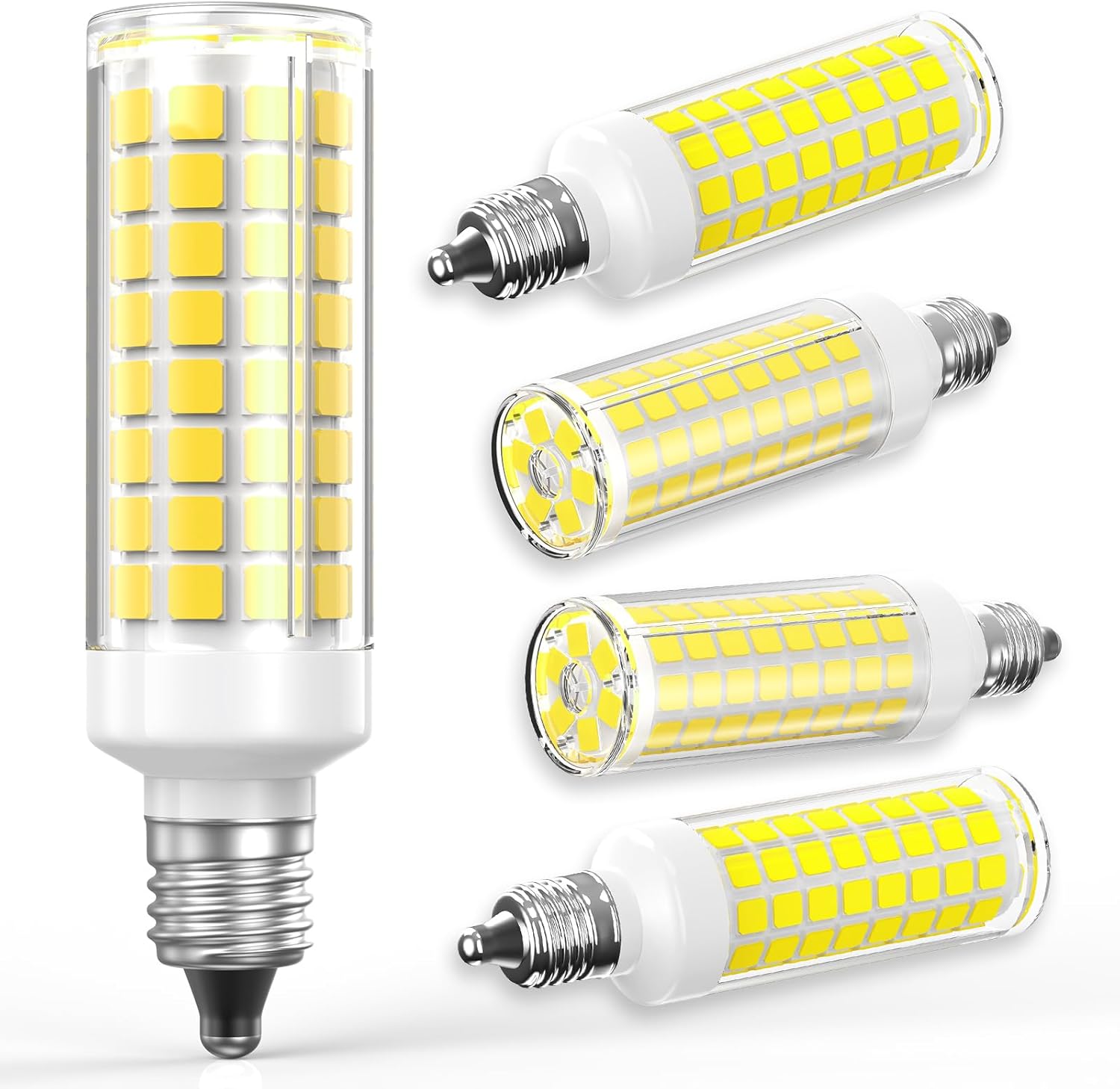 E11 LED Light Bulbs Dimmable 7W Equivalent to Halogen Bulb 75W-80W 730LM, E11 Mini Candelabra Base JD T3 T4 Corn Light Bulb AC 120V for Kitchen Chandelier Home Lighting (Warm White, 2 Pack)