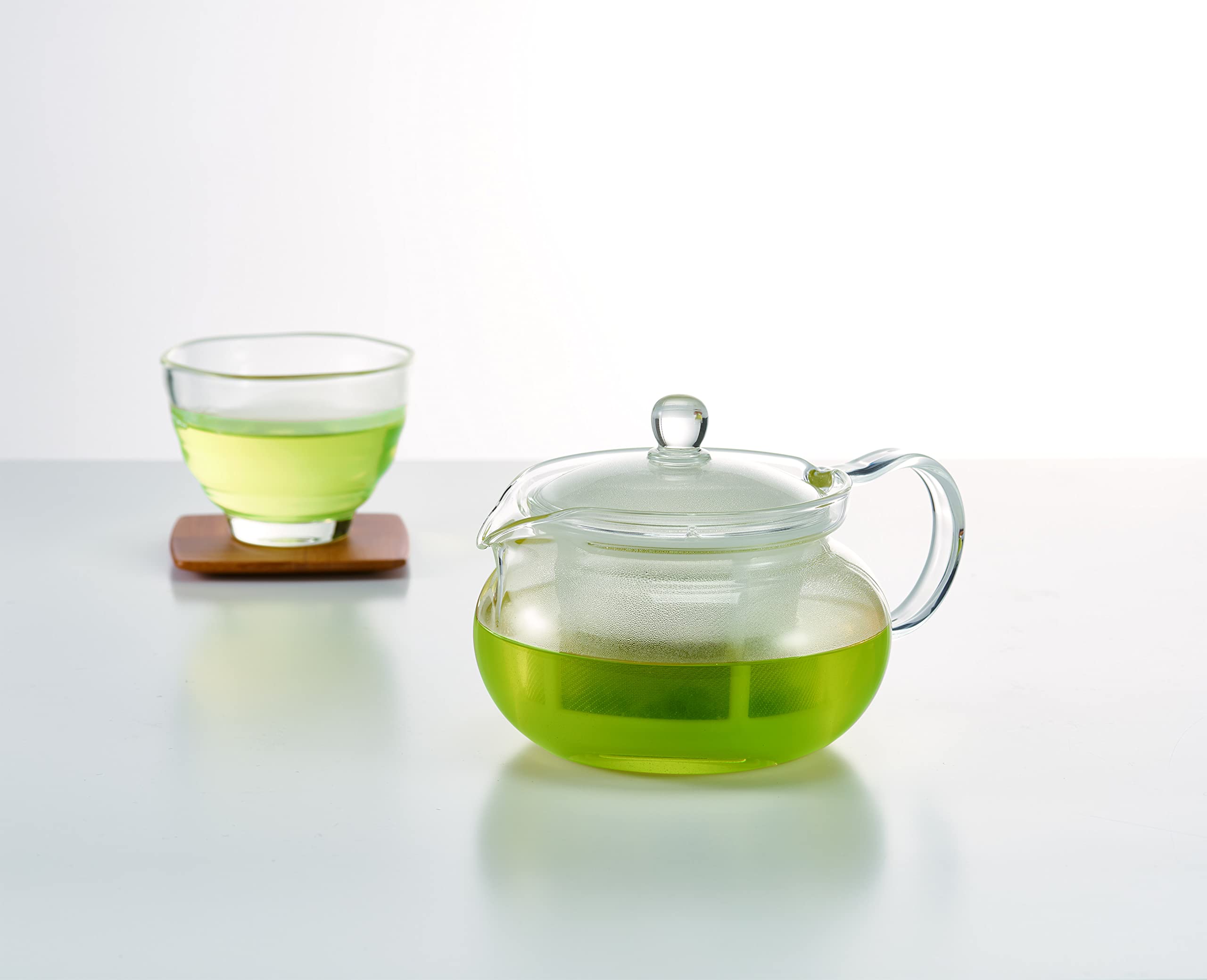Hario AYAORI CHJMN-45-AY-NW Tea Teapot, Heat Resistant Glass, Made in Japan, Transparent, Practical Capacity: 15.2 fl oz (450 ml), Round, Microwave and Dishwasher Safe