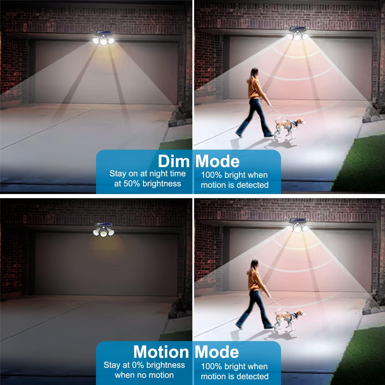 Solar Outdoor Lights, Kasonic ML5000 Motion Sensor Security LED High Brightness 7000K,IP65 Waterproof, Cordless, Flood Light for Garage Yard Garden Porch, 2 Pack