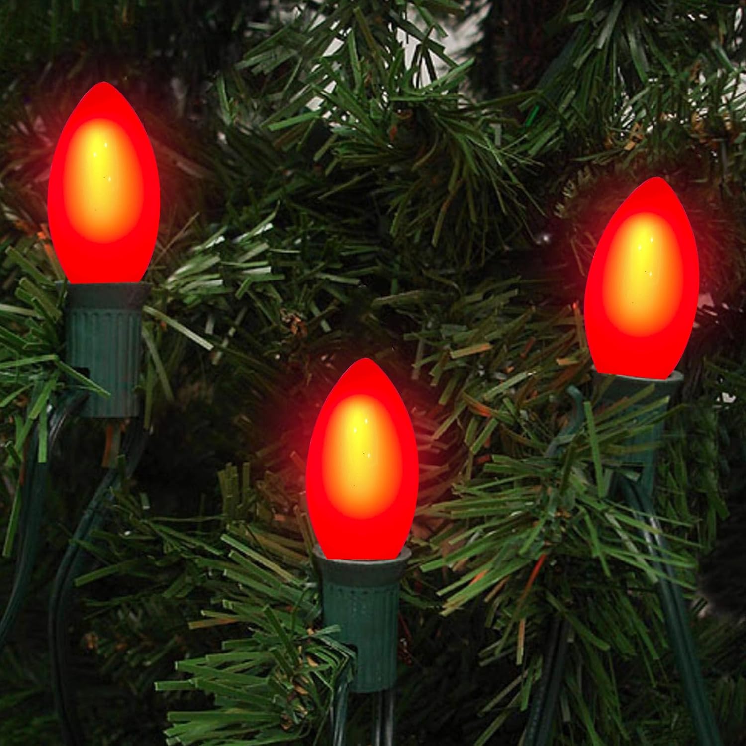 Abeja 25 Pack C9 LED Christmas Light Bulbs, C9 Red Shatterproof LED Bulbs Replacement for Christmas String Lights, E17 Intermediate Base, 0.6Watt