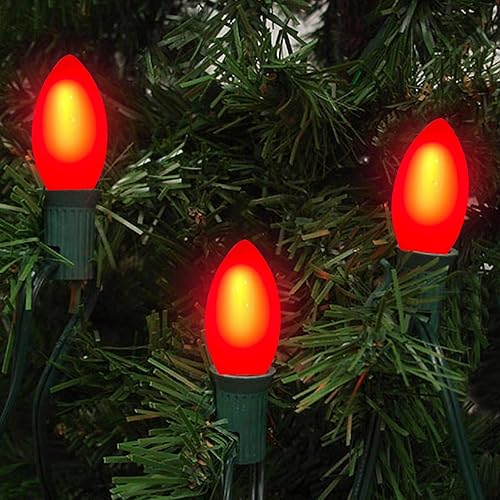 Miniatura 3 de Abeja Paquete de 25 bombillas LED C9 de Navidad, bombillas LED C9 inastillables rojas de repuesto para tira de luces de Navidad, base intermedia