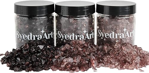 Miniatura 23 de Syedra - Juego de 3 piezas de vidrio triturado para manualidades, arte de resina, piezas de espejo de color triturado, 1 libra (amarillo)