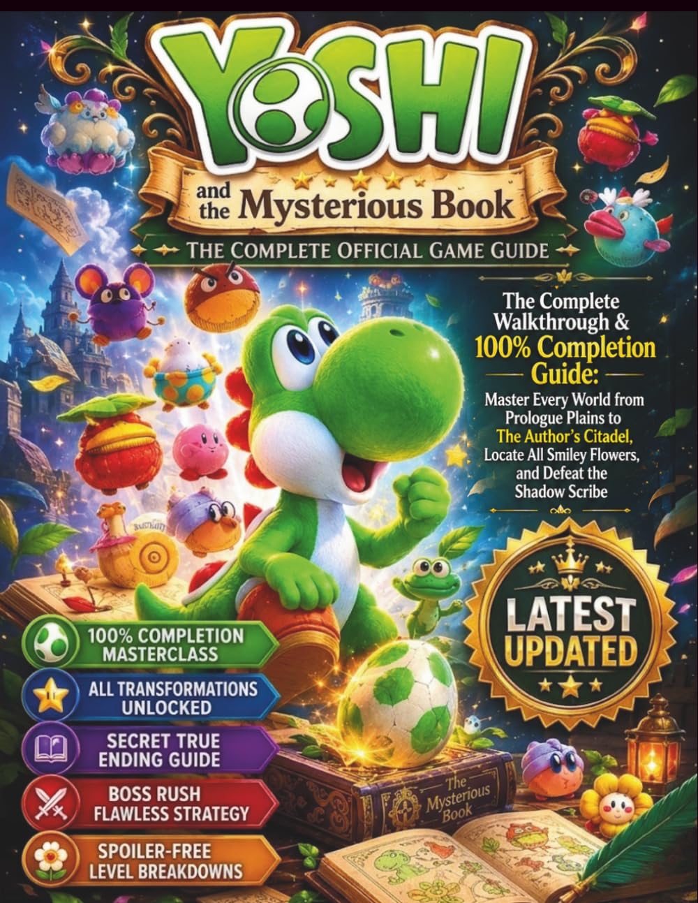 YOSHI AND THE MYSTERIOUS BOOK THE COMPLETE OFFICIAL GUIDE: The Complete Walkthrough & 100% Completion Guide: Master Every World from Prologue Plains ... Smiley Flowers, and Defeat the Shadow Scribe