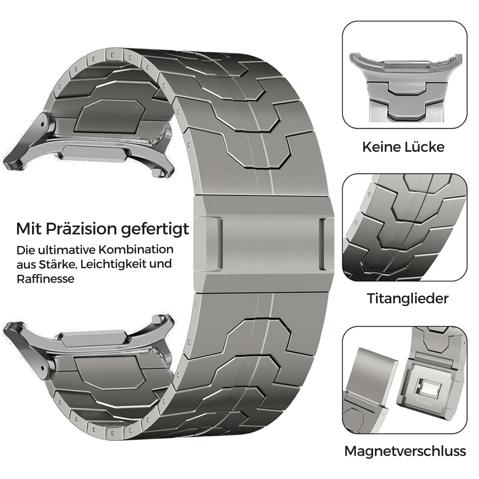Bracelet magnétique en titane pour Samsung Galaxy Watch 7 Ultra 47 mm, bracelet de montre sans Gap, avec sangle à boucle intégrée