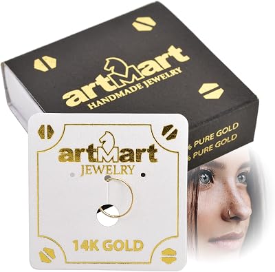 Ultra Thin Small 14K Real Solid Yellow Gold 0.5mm 24gauge Piercing Nose Ring Hoop Body Jewelry 8mm Diameter