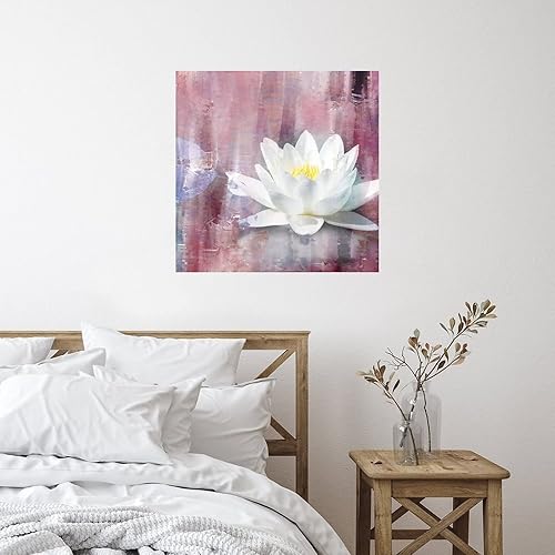 Miniatura 53 de Calcomanías murales de flores de loto blanco, calcomanías de pared personalizadas con flores florales, calcomanías de vinilo para mural con citas