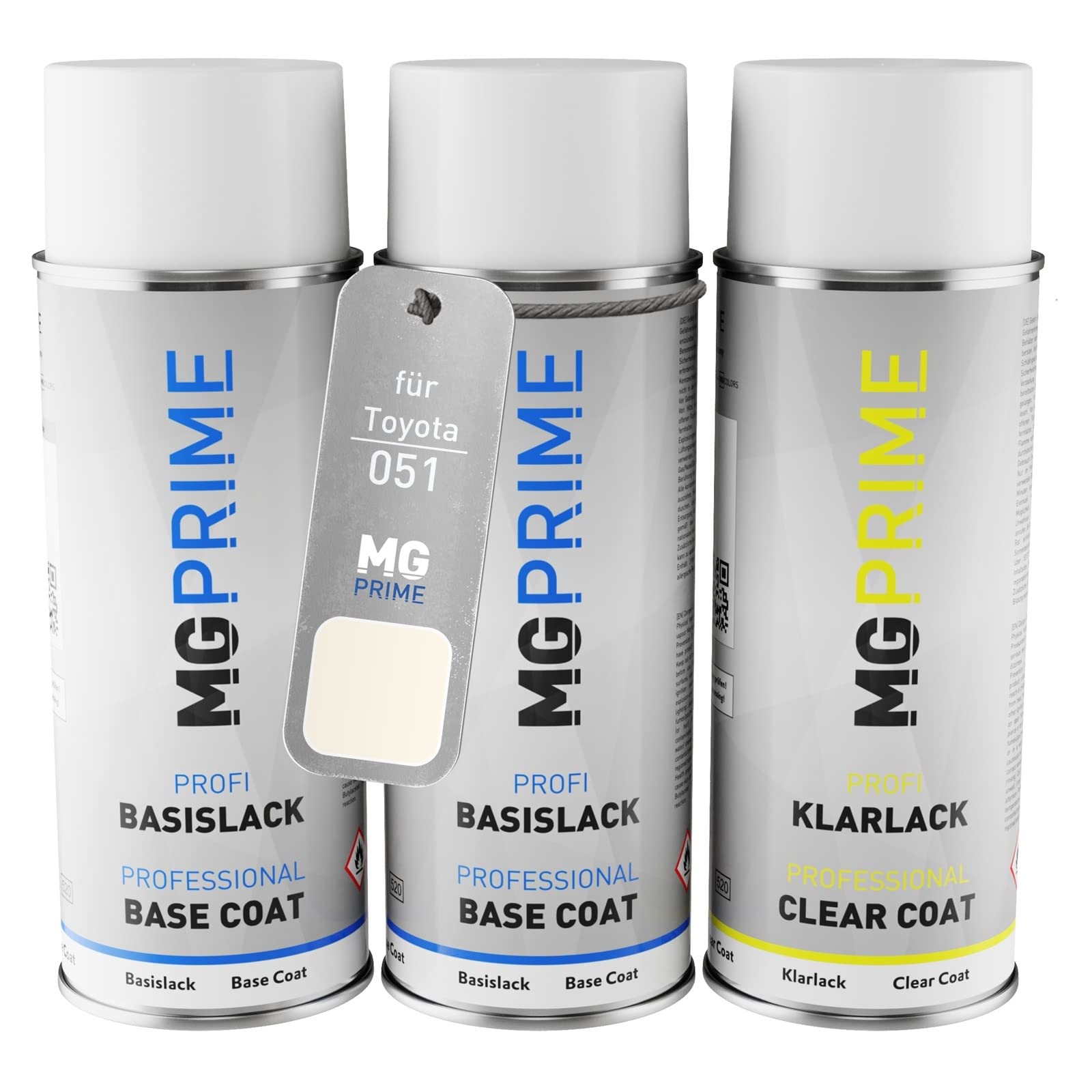 MG PRIME Car paint Spray can set for Toyota 051 Diamond White Pearl/Perlmuttweiss Mica Primer base coat clear coat spray can 400ml