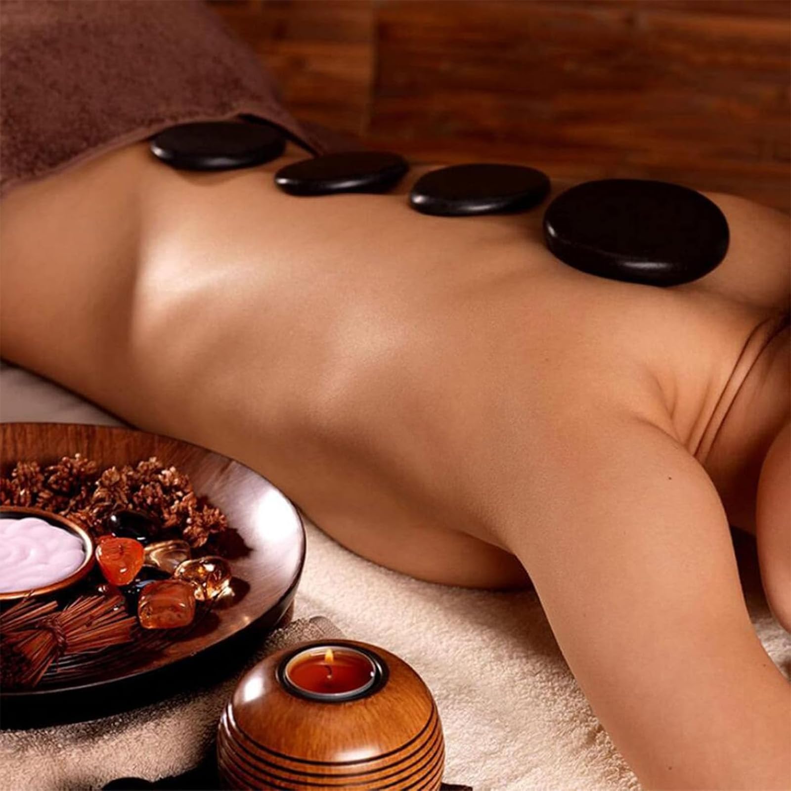 16-teiliges Set Für Die Massage Mit Heißen Steinen, Tragbarer Wärmer Mit Heizfunktion, Zur Schmerzlinderung Und Entspannung – Ideal Für Die Anwendung Zu Hause Im Rahmen Von Wellnessanwendungen.