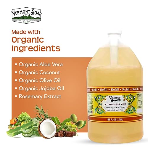 Miniatura 10 de VERMONT SOAP Jabón de manos espumoso de lavanda orgánica, jabón hidratante natural para piel seca, jabón líquido de manos de baño sin fragancia