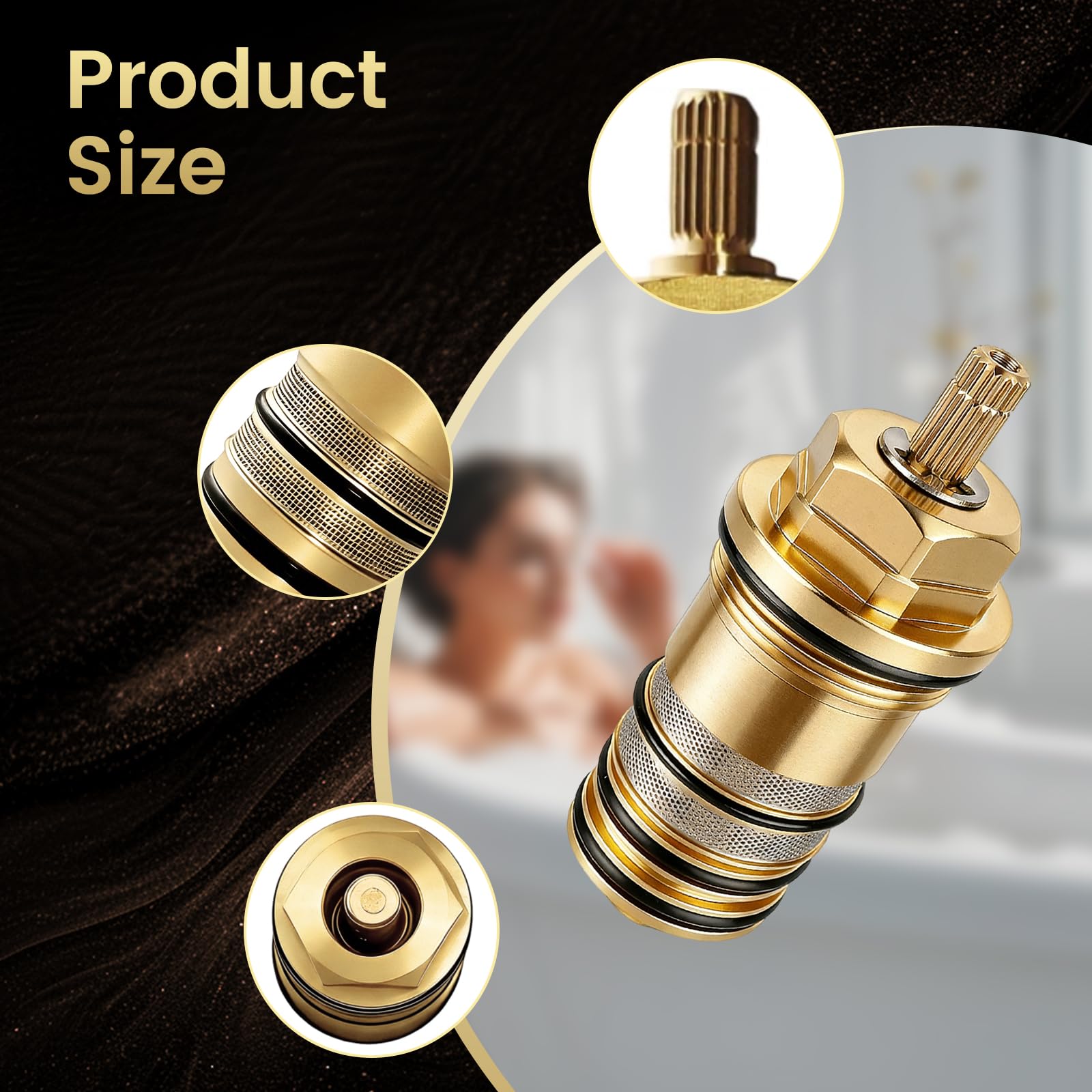 Cartucho termostático 94282000, unidad reguladora de temperatura compatible con Hansgrohe Ecostat y llenadores de baño termostáticos de 2 y 3 orificios, válvulas de compuerta de 3/4 pulgadas en latón