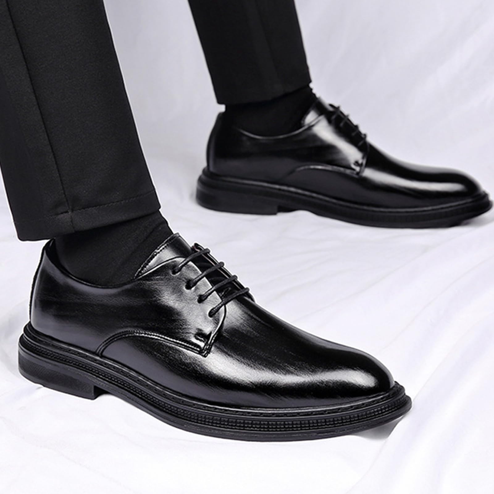 Scarpe Eleganti Uomo Basse Stringate Scarpe da Sposa | A Punta in Pelle Scarpe Formali Classico per Matrimonio Business Abito Oxford