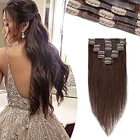 Vista 50 de Extensiones de cabello con clip, cabello humano Remy, extensiones de cabello largo lacio de una pieza con 5 clips, con gancho para colgar