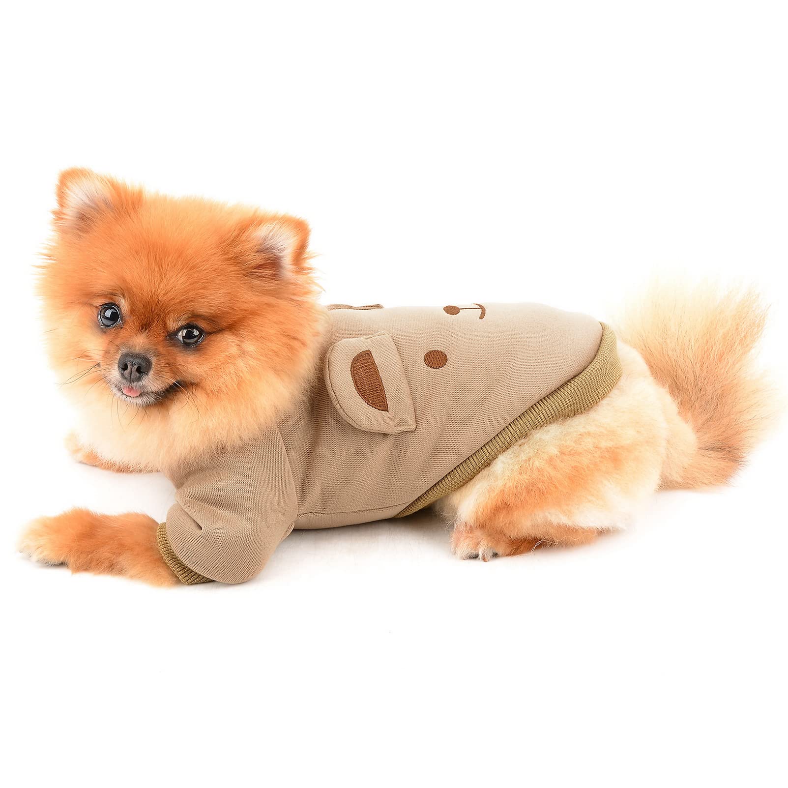 SMALLLEE_LUCKY_STORE Puppy Fleece Sweatshirt Pullover Jumper Sweater Cute Bear with Ears for Small Medium Dogs Cat Boy Girl Yorkie Chihuahua Kitten Warm Autumn Winter Clothes,Brown,XL - Image 4