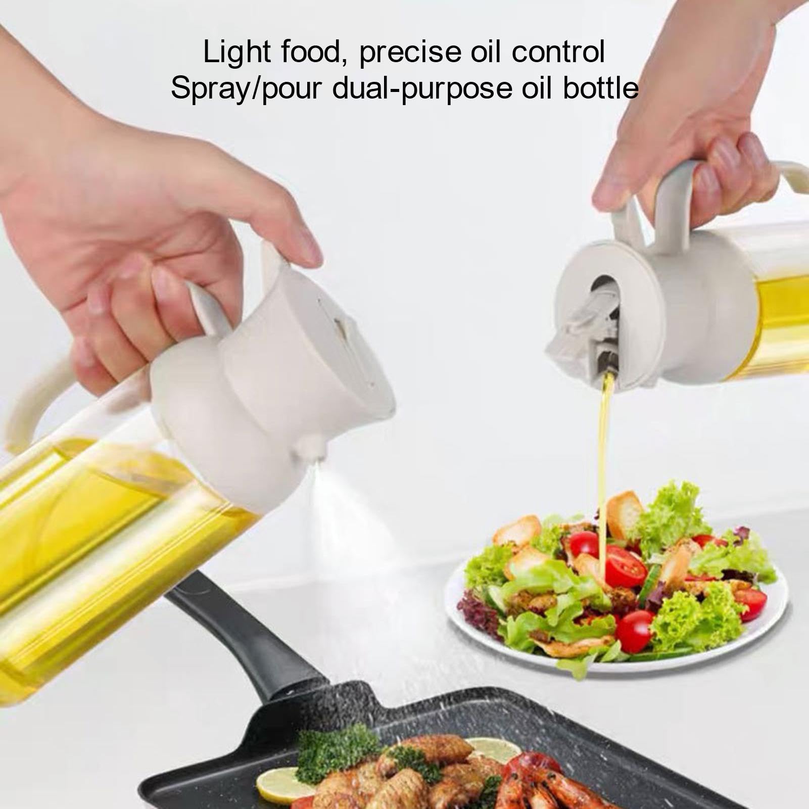 Pulvérisateur D'Huile 2 En 1 - 470ml, Verre Et PP - Bec Verseur Et Spray Pour Cuisine, Barbecue