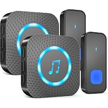 SURFOU Wireless Doorbell 2 Buttons 2 Receivers, 1300ft Range, 55 Chimes
