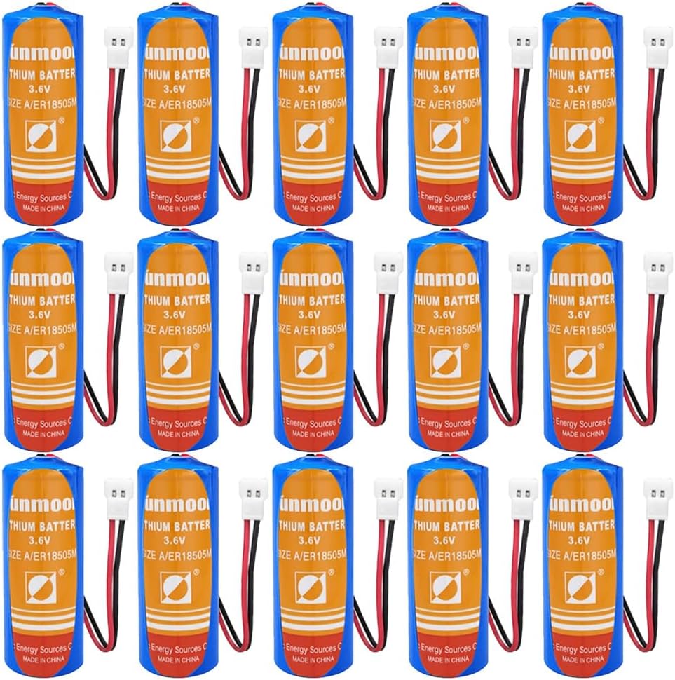 (15-Pack ER18505M 3.6V 3200mAh Non-Rechargeable Lithium Battery ER18505H (with 51005 White Plug)