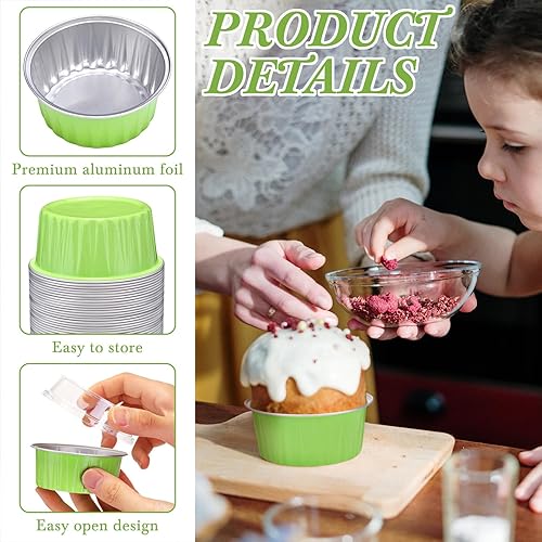 Miniatura 2 de Paquete de 200 tazas de papel de aluminio para hornear cupcakes de 5 onzas, forros de cupcakes, tazas de postre con tapas, vasos desechables para