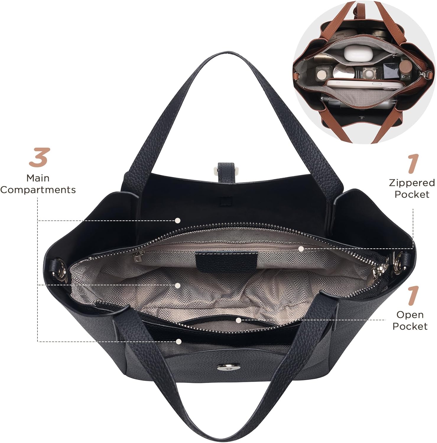 CHUNLI Designer Genuine Leather Purses - Elegant Satchel Tote Bags for Women - Crossbody Handbags with Adjustable Strap - Image 6