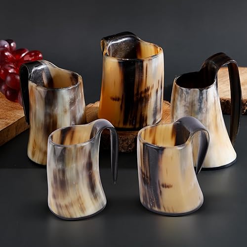 Miniatura 6 de Handicrafts Home Juego de 5 vasos de chupito de whisky, taza de cuerno real, copa de vino de cerveza Ale, copa de vino - Regalos de Navidad