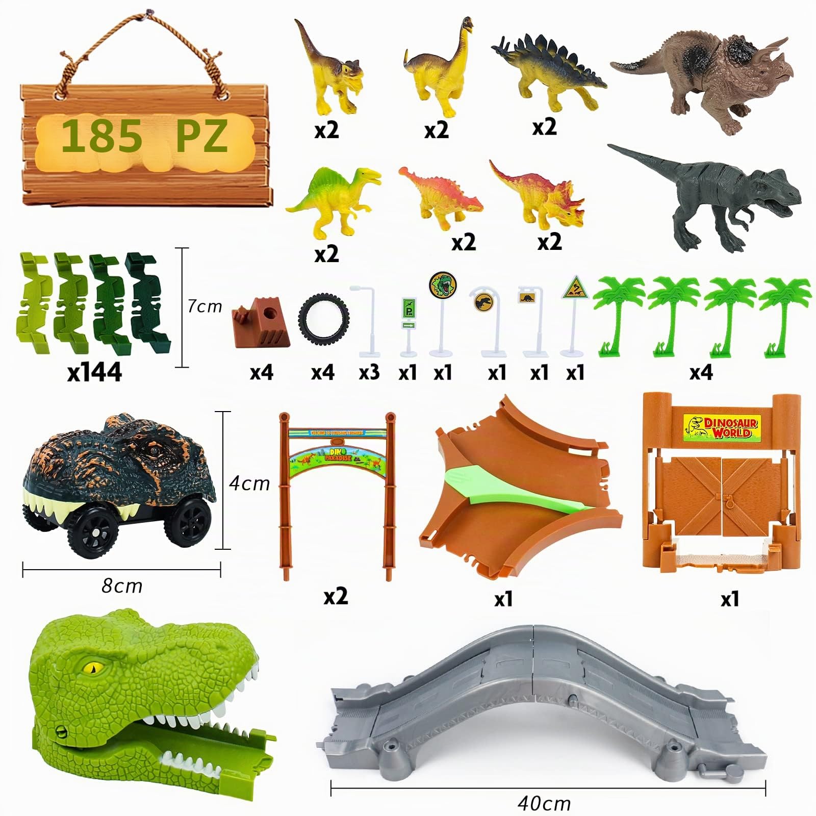 Pista Macchinine Dinosauri Giocattolo Per Bambini Giochi Bambini 2 3 4 Anni Con 14 Dinosauro Giocattolo e LED Cars Macchinine Per Regalo Bambino bambina 4 5 6 Anni e Regali Pasqua