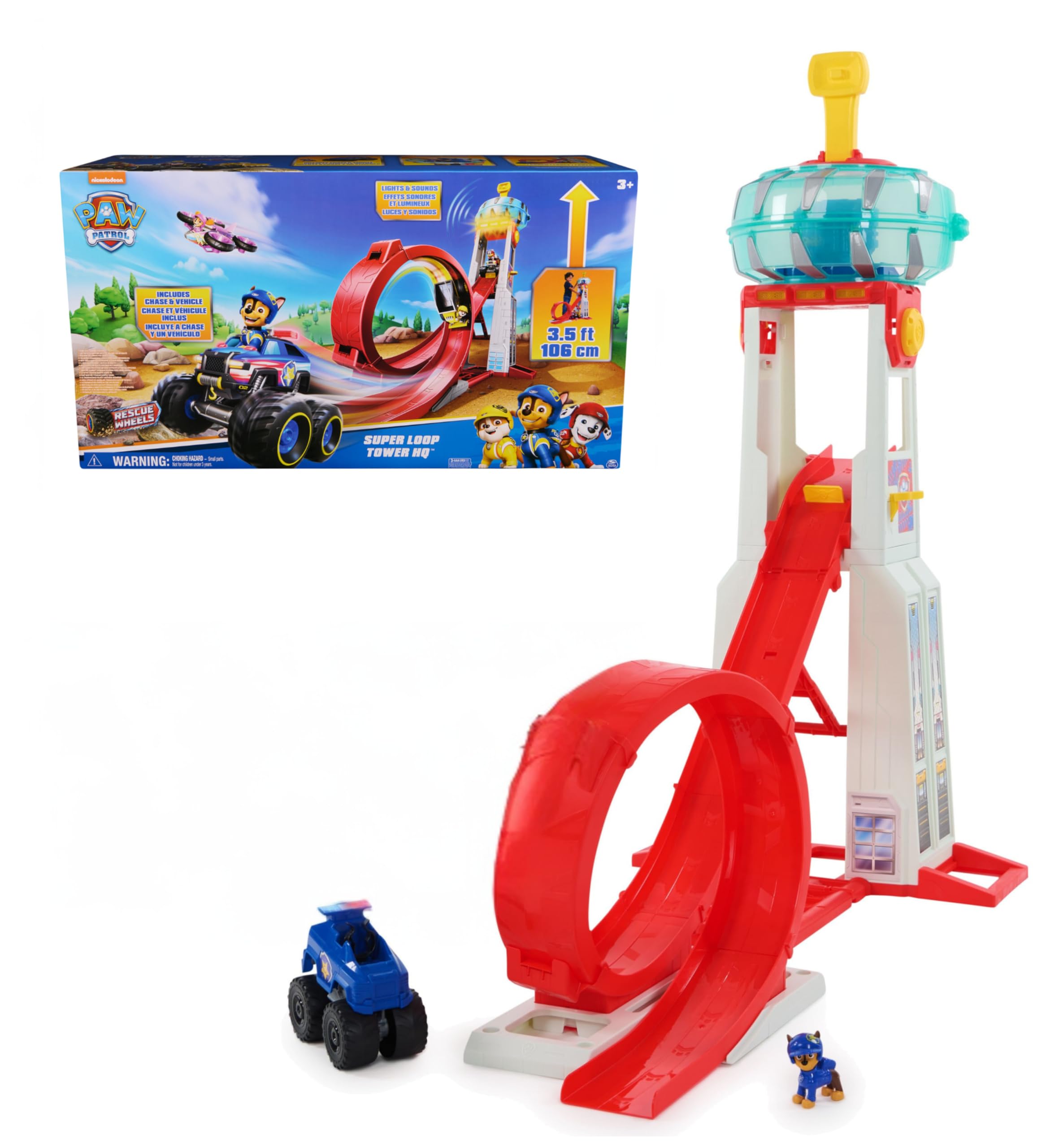 Paw Patrol, Quartier Generale Superloop, Set di Gioco con Luci e Suoni, 3+ | 6 Veicoli, Effetti Sonori, Torre Di 1 Metro Di Altezza, Personaggio Chase e Auto Di Pattuglia, Centro Di Comando