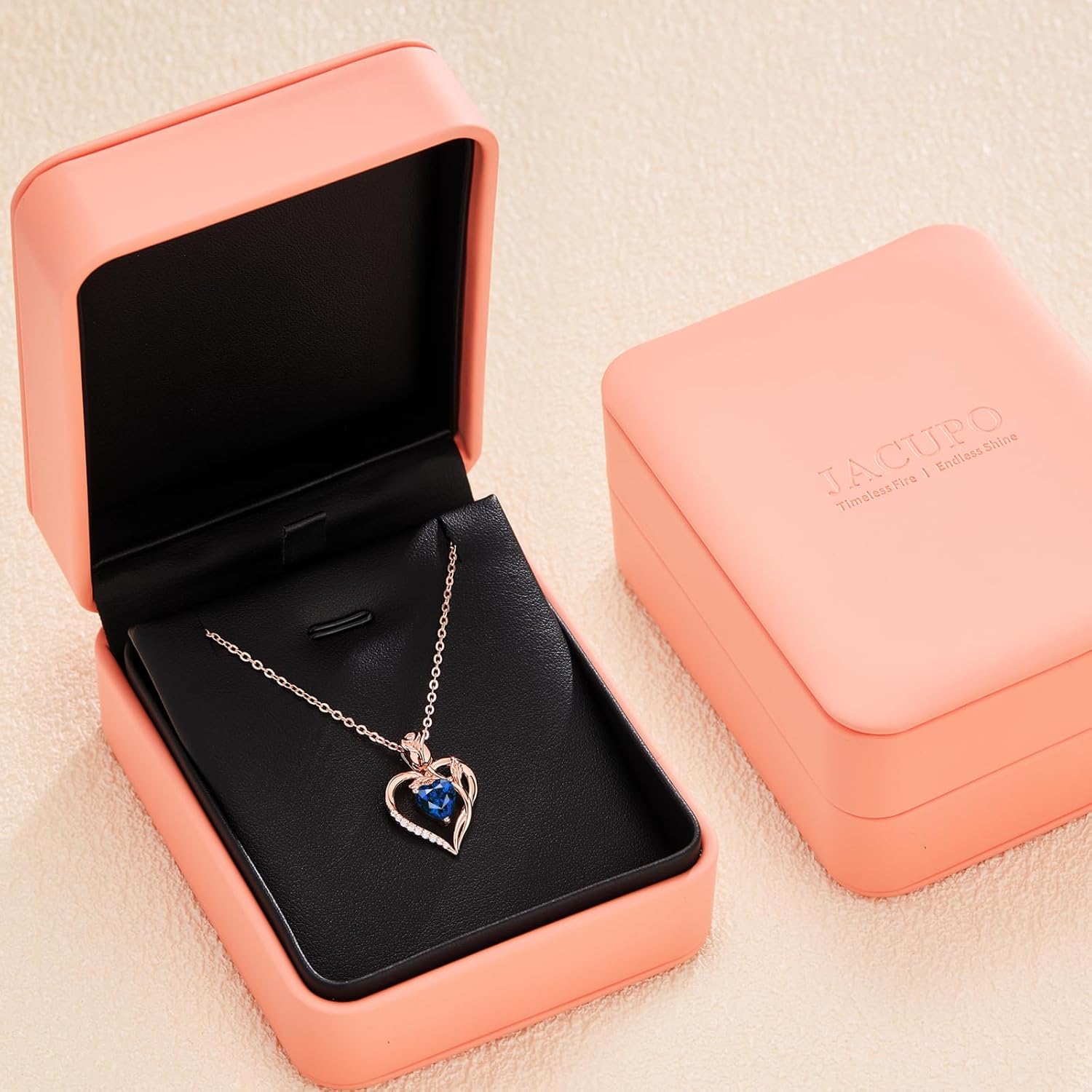 1.2CT Rose Heart Necklace Option of Moissanite or Lab-Grown Sapphire Ruby Emerald&More Necklace for Women Birthstone Girlfriend Necklace S925 Sterling Silver 18K White/Rose Gold Plated D Color VVS1 Gift for Wife Mother Daughter for Birthday Anniversary Valentine's Day Engraved 'I LOVE YOU' - Image 6