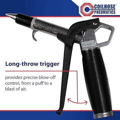 Miniatura 2 de Coilhose Pneumatics TYP-2500CS Typhoon Pistola de soplado de alto volumen, NPT de 1/4 pulgadas con punta de alto flujo