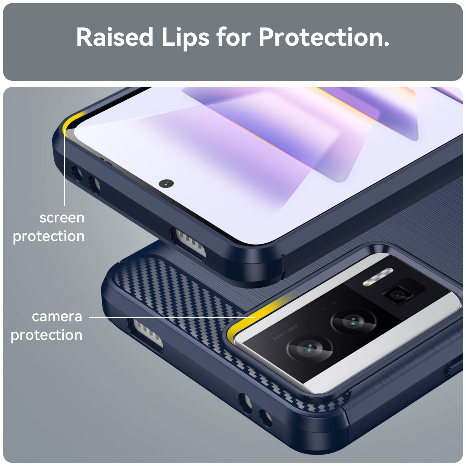 YKNIUFLY Custodia per Xiaomi Poco F5 Pro Cover, Hard PC + TPU Morbido, Staffa Invisibile, Foglio di Ferro Magnetico, Anti-Caduta, Cover Protection per Xiaomi Poco F5 Pro.(Blu
