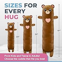 Vista 6 de Almohada corporal de felpa de oso para niños, almohada larga de peluche de animal de peluche, juguete suave para abrazar, regalo de peluche