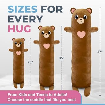 Cuddle Paws Bear Plush Body Pillow for Kids | Long Stuffed Animal Cuddle Pillow | Soft Hugging Toy | Plushie Gift for Girls & Boys | Long Plush Body Pillow for Comfort | Small, 23 Inches