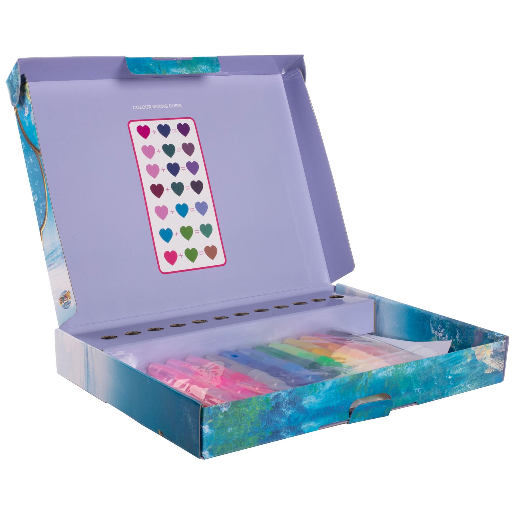 Disney - The Little Mermaid - Spray Pen Set Desktop Box - Set di Penne Spray - Penne da colorare per bambini - Set da disegno con penne a soffio (Brush Pen) e pagine da colorare