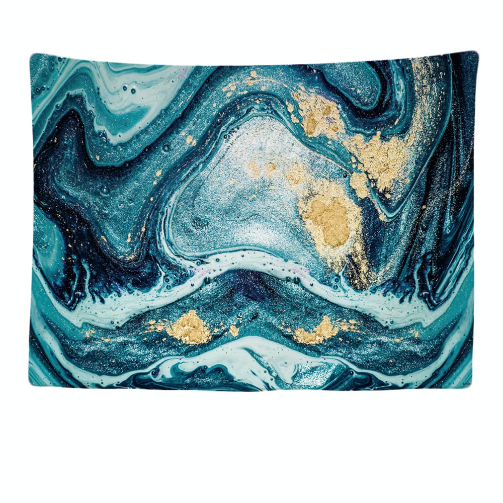 Ulticool, Marble Art Art Marble Blue Gold, Wall Rug, 200x150cm, Large Tapestry, Decoration, Dress, Fabric, Painting