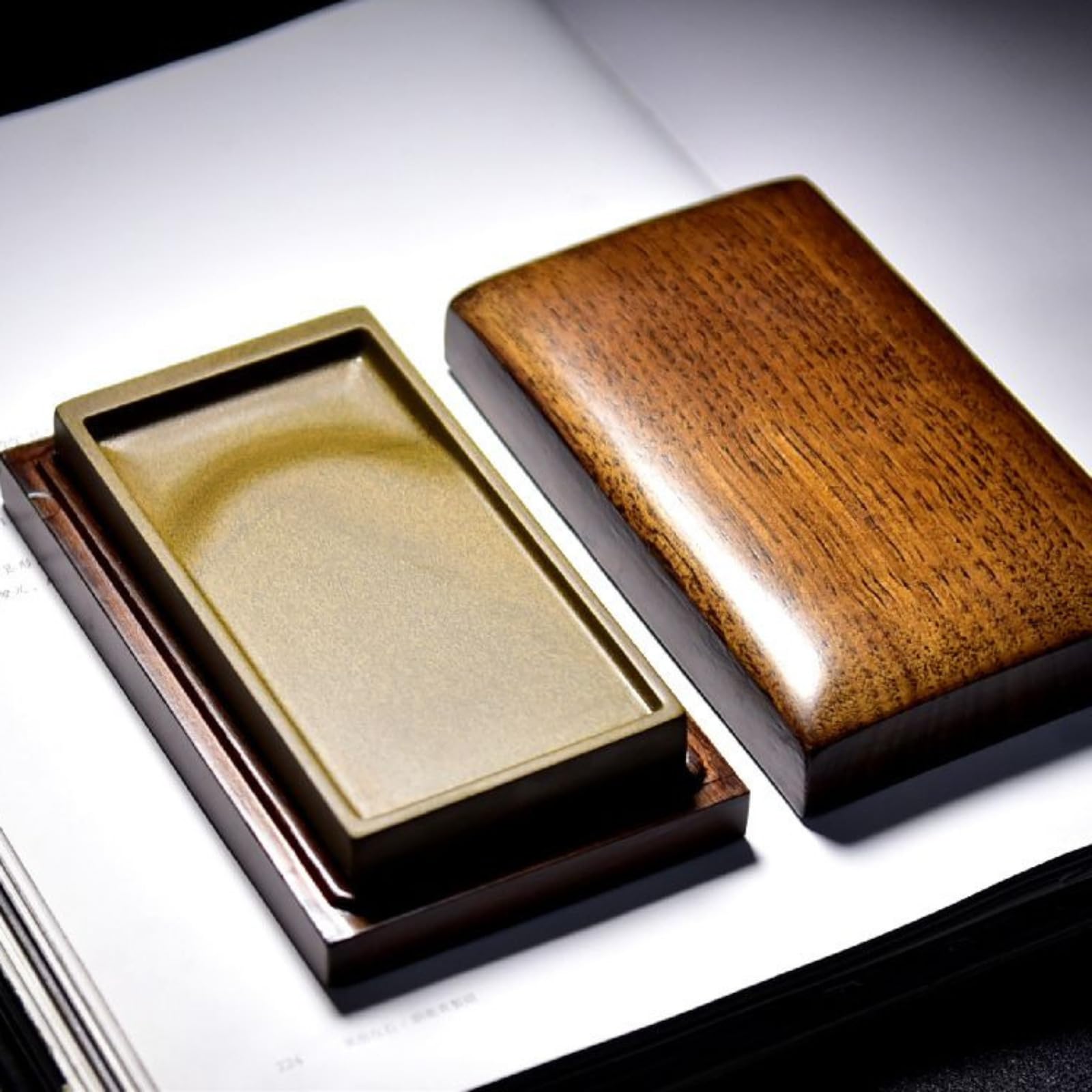 Avec coffret cadeau Pierre à encre Ornement de style antique 12,5 cm 12,4 cm, fournitures d'écriture de style chinois
