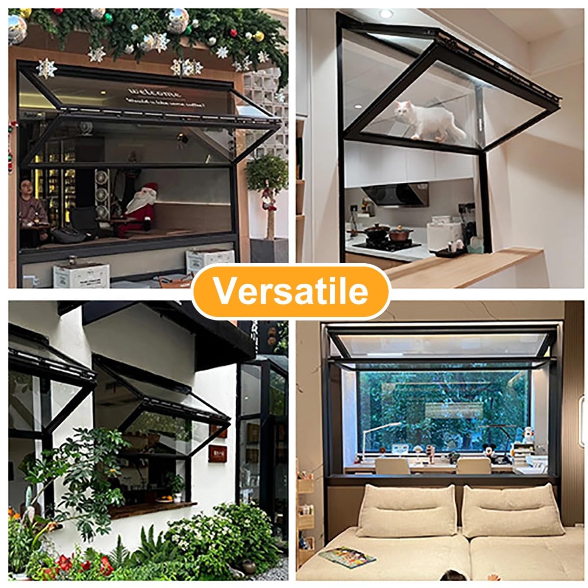 Ventanas Plegables para concesiones, Ventana corrediza Comercial de Vidrio con Marco de aleación de Aluminio, para restaurantes de Comida rápida, Personalizables(WxH 47.2x39.3in/120x100cm)