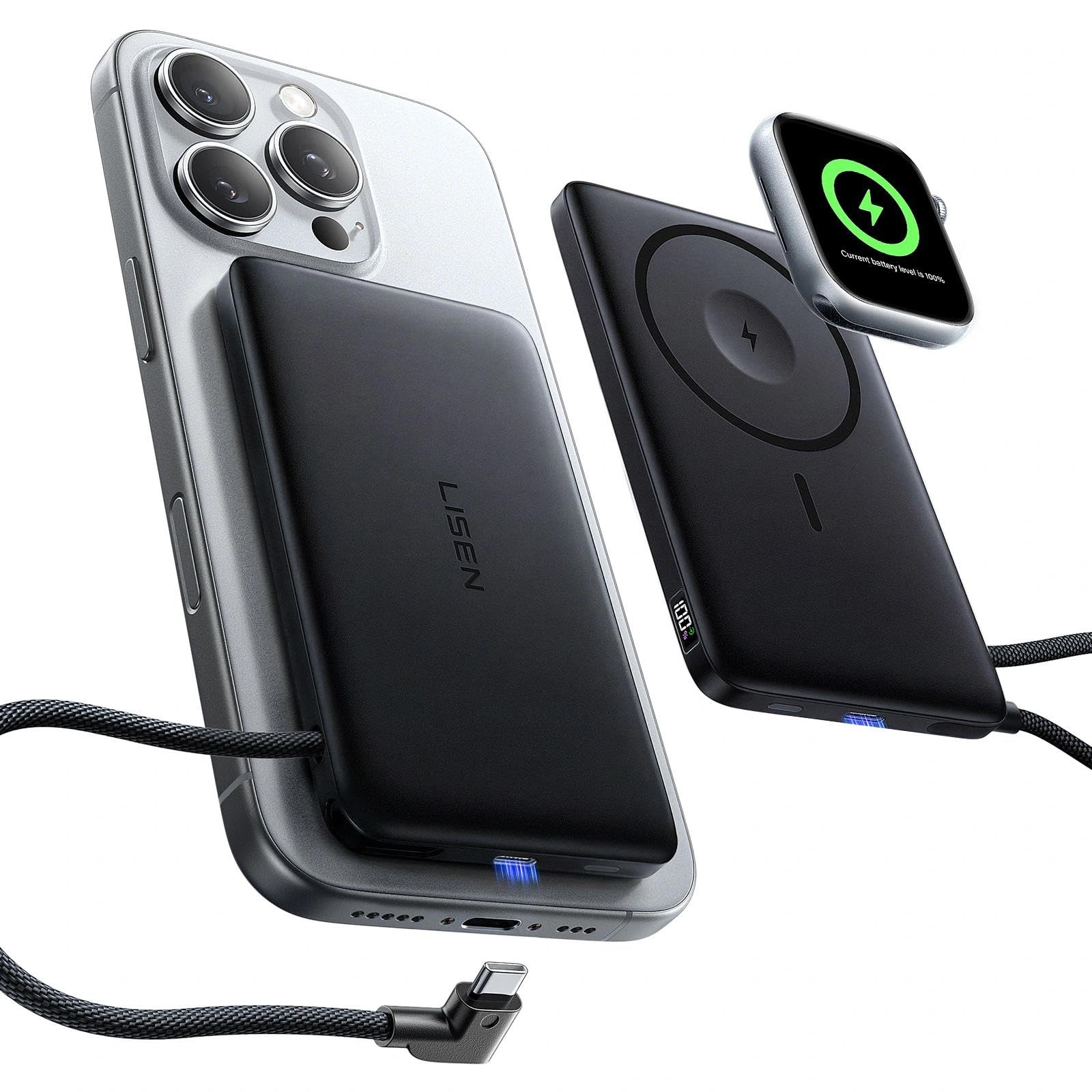 Amazon.com: LISEN 0.5'' Ultra Slim MagSafe Power Bank for iPhone