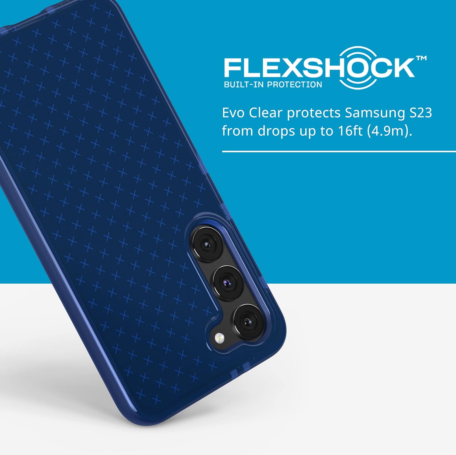 tech21 Evo Check for Samsung Galaxy S23 - Midnight Blue 16ft Drop Protecion Shockproof Shock-Resistant and Scratch-Resistant Phone Case